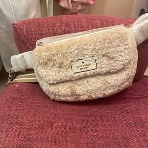 Kate Spade Beige Faux Fur Crossbody Bag